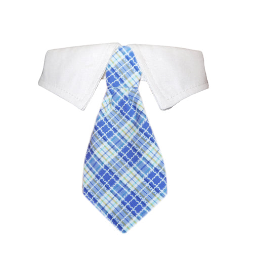 blue pet collar with tie